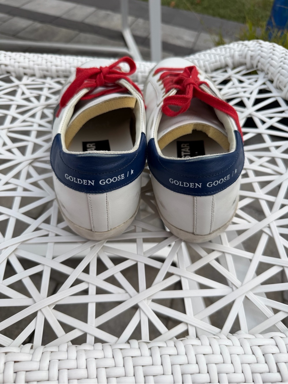 Golden Goose White women’s Sneakers with Red Laces and Navy Heelttga - Picture 6 of 11